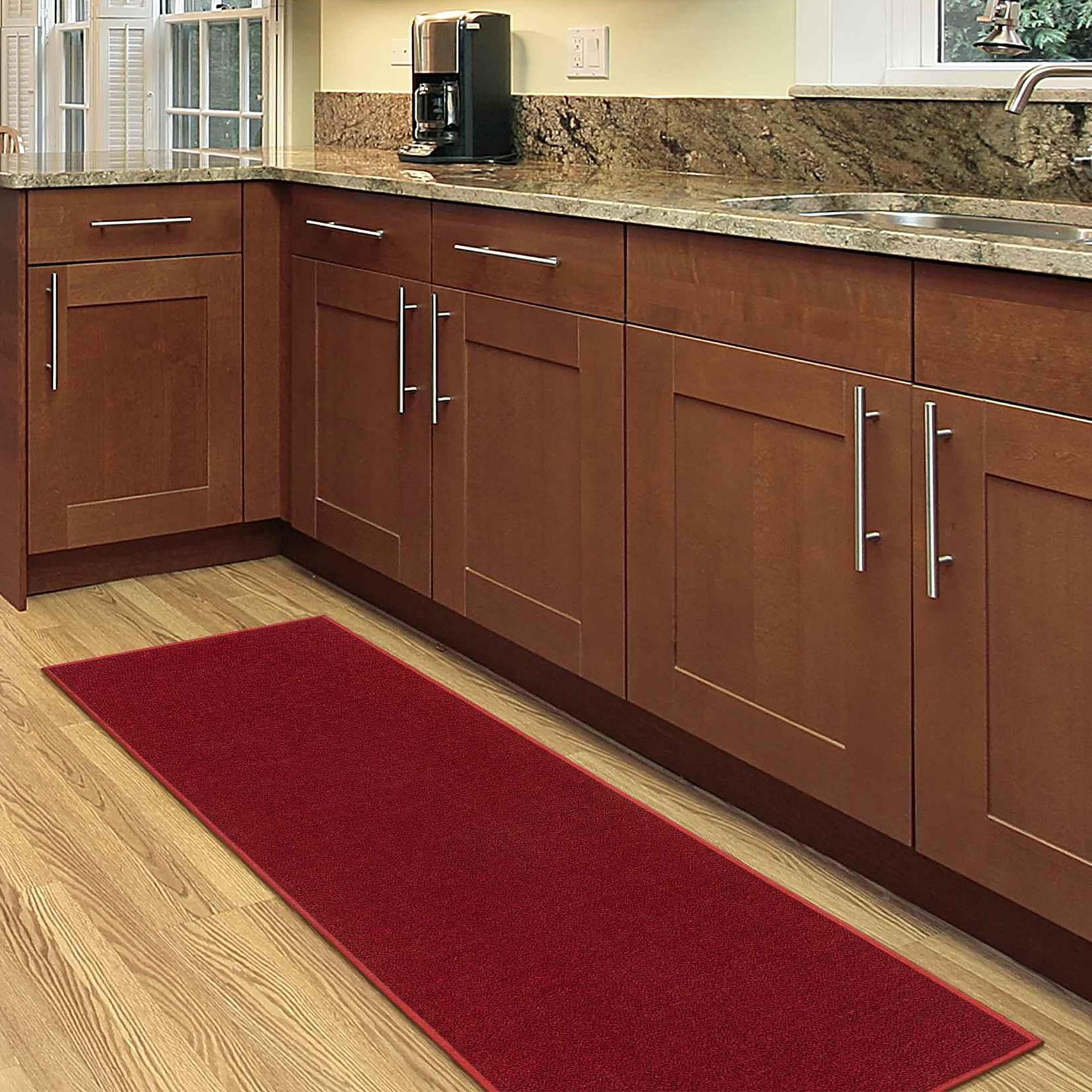 Sweet Home Stores Non-Slip Rubberback Solid 2x5 Runner Rug, 20" x 53", Red
