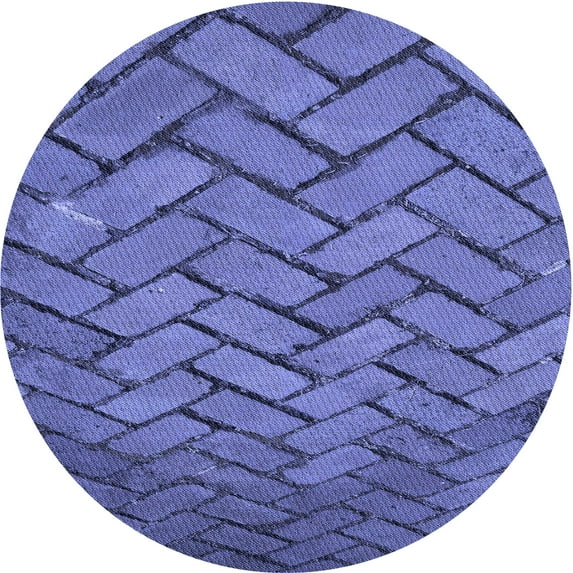 Ahgly Company Machine Washable Indoor Round Transitional Light Slate Blue Area Rugs, 5' Round