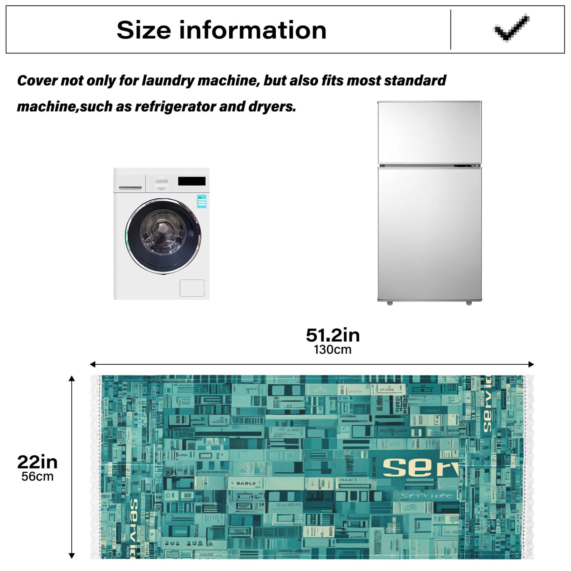 A Wallpaper with The WordWasher and Dryer Covers Dust-Proof and Oil Resistant Fridge Cover with 4 Storage Pockets Washing Machine Top Cover for Laundry Kitchen Home 51.2 x 22 In
