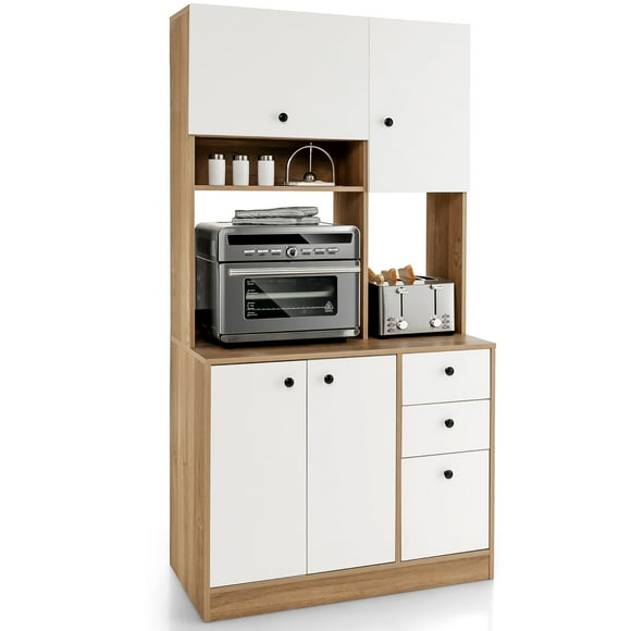 Costway 71" Tall Kitchen Pantry Buffet Hutch Freestanding Storage Cabinet 4 Doors White