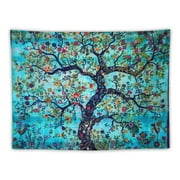 BCIIG Turquoise Tree of Life Twin Size Indian Bohemian Wall Art Tapestry - Mandala Tapestry, Hippie Tapestries Psychedelic Boho Tapestry, Wall Hanging for Bedroom