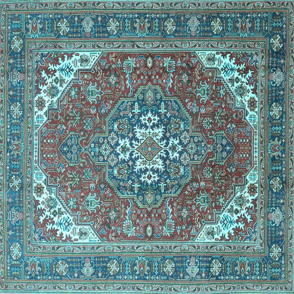 Ahgly Company Indoor Square Persian Light Blue Traditional Area Rugs, 4' Square