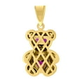thumbnail image 2 of 10kt Two-tone Gold Womens Purple White Heart Round Cubic-Zirconia Teddy Bear Fashion Charm Pendant, 2 of 5