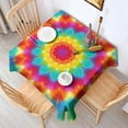 thumbnail image 2 of Colorful Tie Dye Mandala Pattern Square Tablecloth,Waterproof Square Table Cover,Wipeable Spillproof Washable Table Cover for Home Kitchen Party Decor 60"x60"(152x152cm), 2 of 6