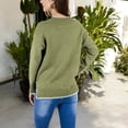 thumbnail image 3 of Women's Crew Neck Long Sleeve Knit Sweater with Contrast Trim and Ribbed Hem - Medium, Green, 3 of 6