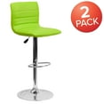 thumbnail image 4 of Flash Furniture 2 Pack Modern Green Vinyl Adjustable Bar Stool with Back, Counter Height Swivel Stool with Chrome Pedestal Base, 4 of 15