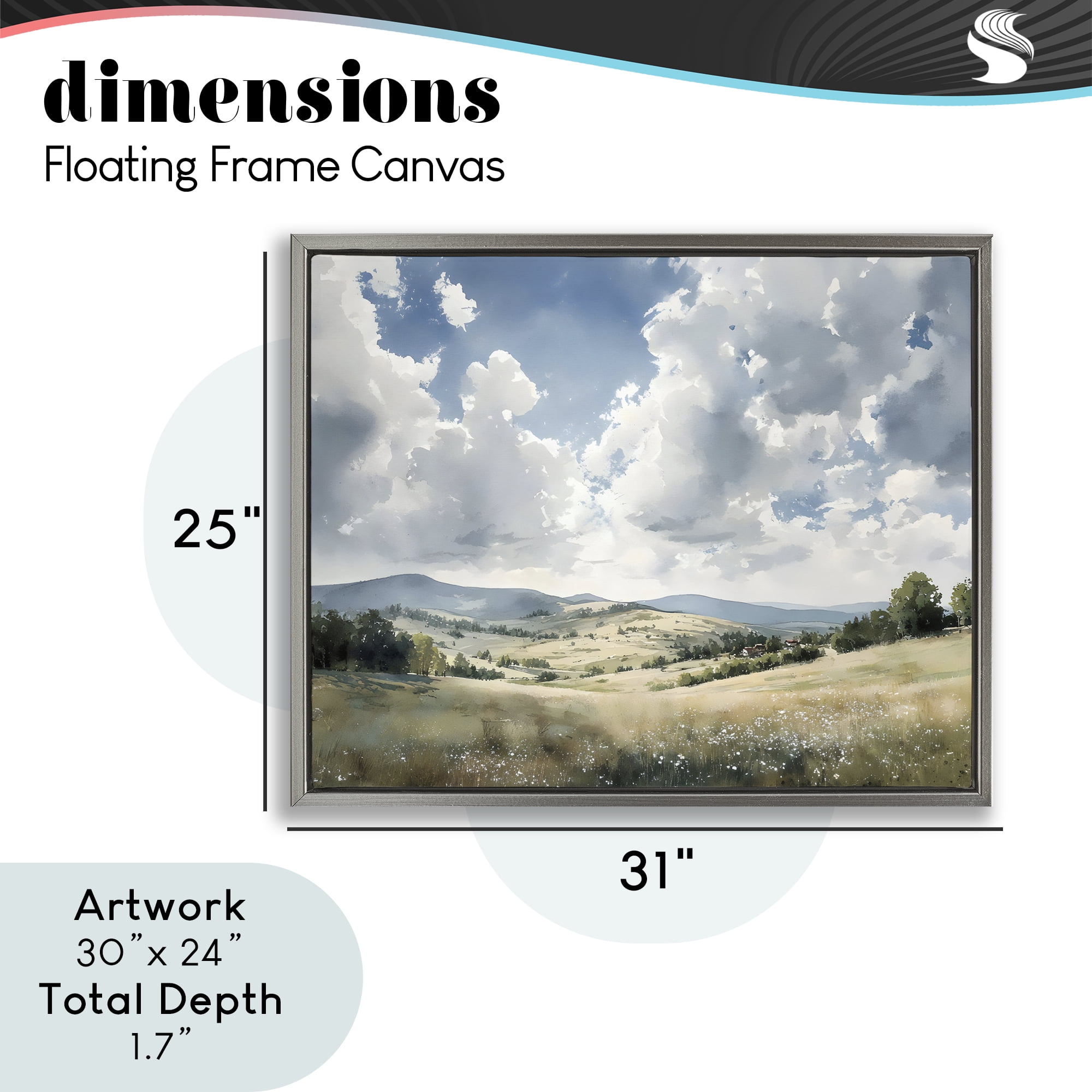 Stupell Industries Cloudy Hills Meadow Gray Framed Floater Canvas Wall Art, design by Franklyn Gregory