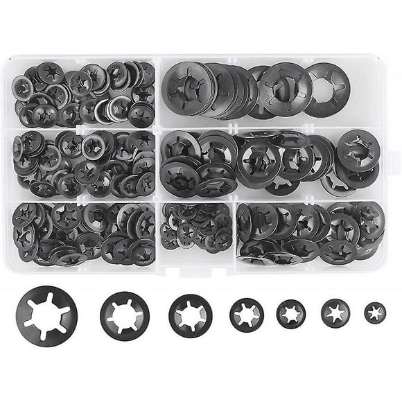 280 Pcs Lock Washers Lock Washers, Steel Lock Washers Quick Lock Washers M3 M4 M5 M6 M8 M10 M12, 7 Sizes, Black LHZ
