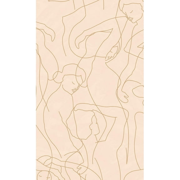 Pink Blush Abstract Model Lines Non-Woven Wallpaper, Double Roll, 57 sqft