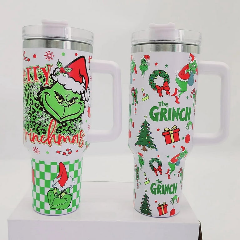 40oz Grinch Stainless Steel Tumblers with Handle Travel Mug