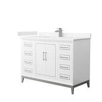 48 in. Marlena Single Bathroom Vanity with Carrara Cultured Marble Countertop, Undermount Square Sink & Brushed Nickel Trim - White