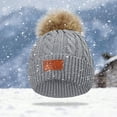 thumbnail image 4 of Ausyst Hats Clearance! NEW 1-11 Years Old For Girls Boys Kids Winter Beanie Hat Warm Knit Thick Ski Cap With Fluff Ball, 4 of 7