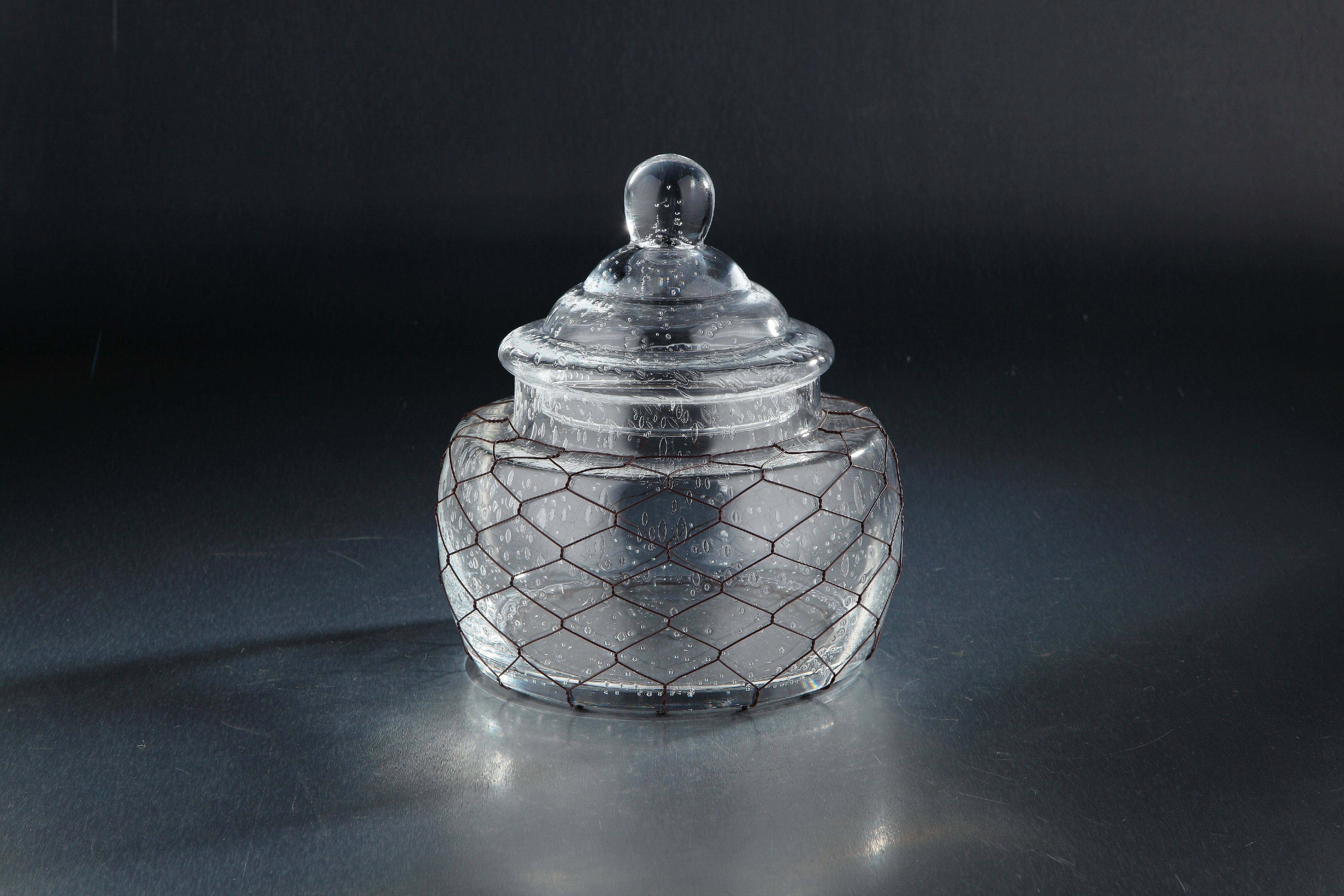 10" Clear Solid Hand Blown Glass Jar with Lid Tabletop Decor