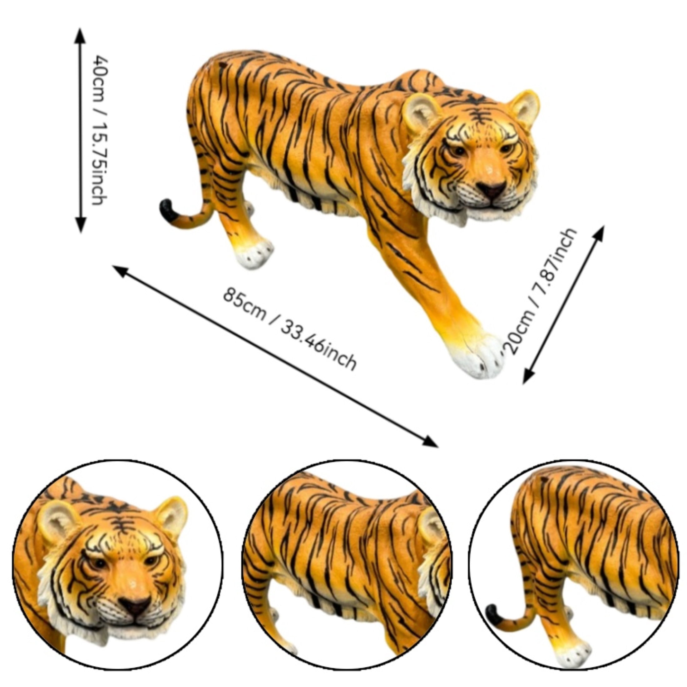 GDF Studio Brown Tiger Resin Indoor/Outdoor Guardian Statue, Weather-Resistant Decor Figurine for Garden & Courtyard