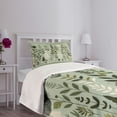 thumbnail image 3 of Ambesonne Monstera Quilted Bedspread Set 2 Pcs, Scandinavian Botanical Art, Twin Size, Pale Green Coconut Fawn, 3 of 5