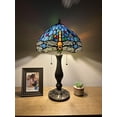 thumbnail image 5 of Tiffany Table Lamp Dragonfly Blue Stained Glass LED Bulbs Included for Living Room Dining Room Bedroom Bedside 12"W*12"D*22"H, 5 of 5