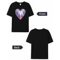 thumbnail image 6 of Women's T-Shirts, Valentine's Day Diamond Love Romantic Cotton Crewneck Tee Short Sleeve Casual Tops Loose Graphic T-Shirt Black, 3XL, 6 of 7