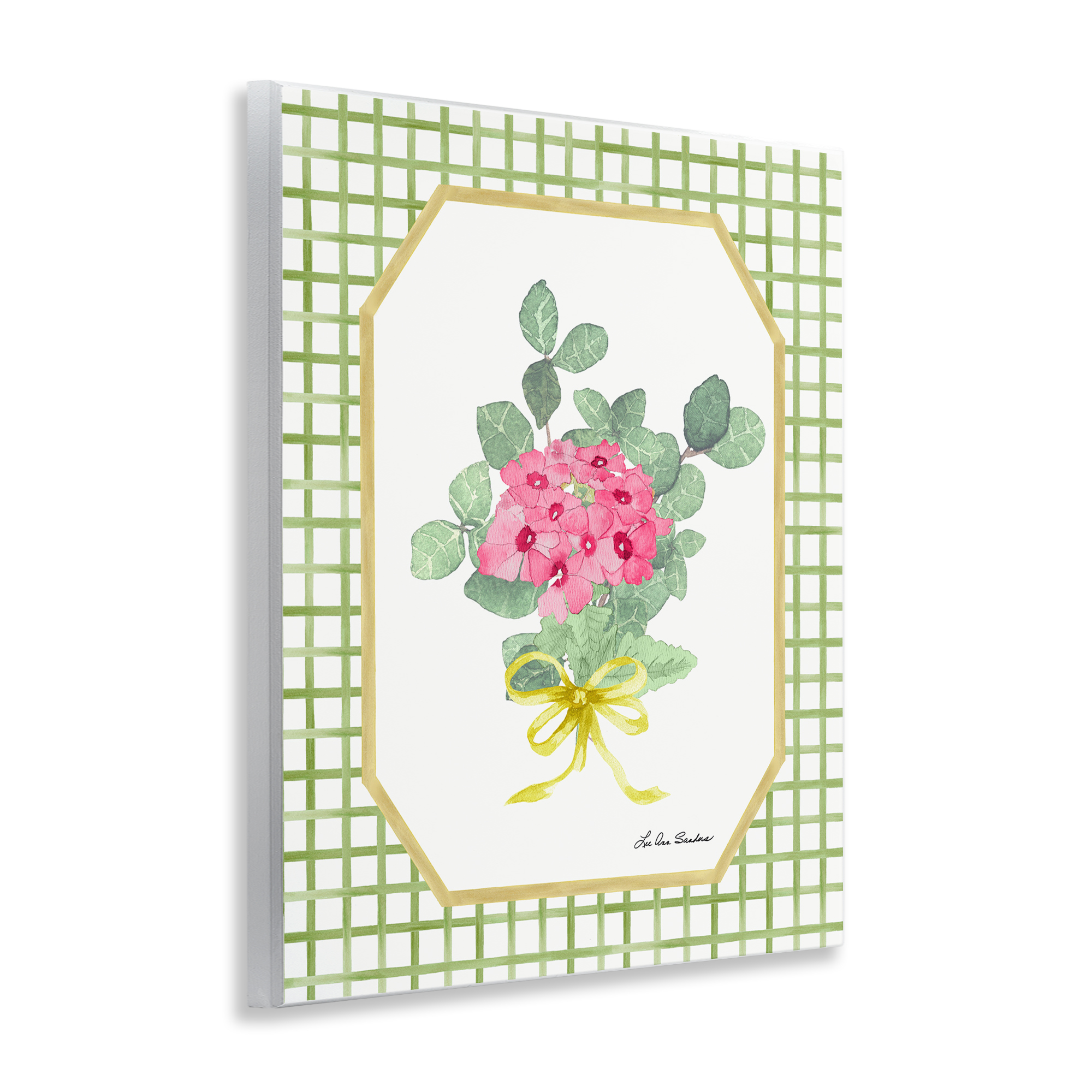 Botanical Story on Grid Pattern Wall Plaque Art, design by Lee Ann Sanders