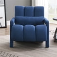 thumbnail image 2 of Modern Accent Chair, Mid-Century Living Room Chair with Waist Pillow and Solid Wood Frame, Indoor Lounge Chair for Bedroom Reading Room, Navy Blue, 2 of 7