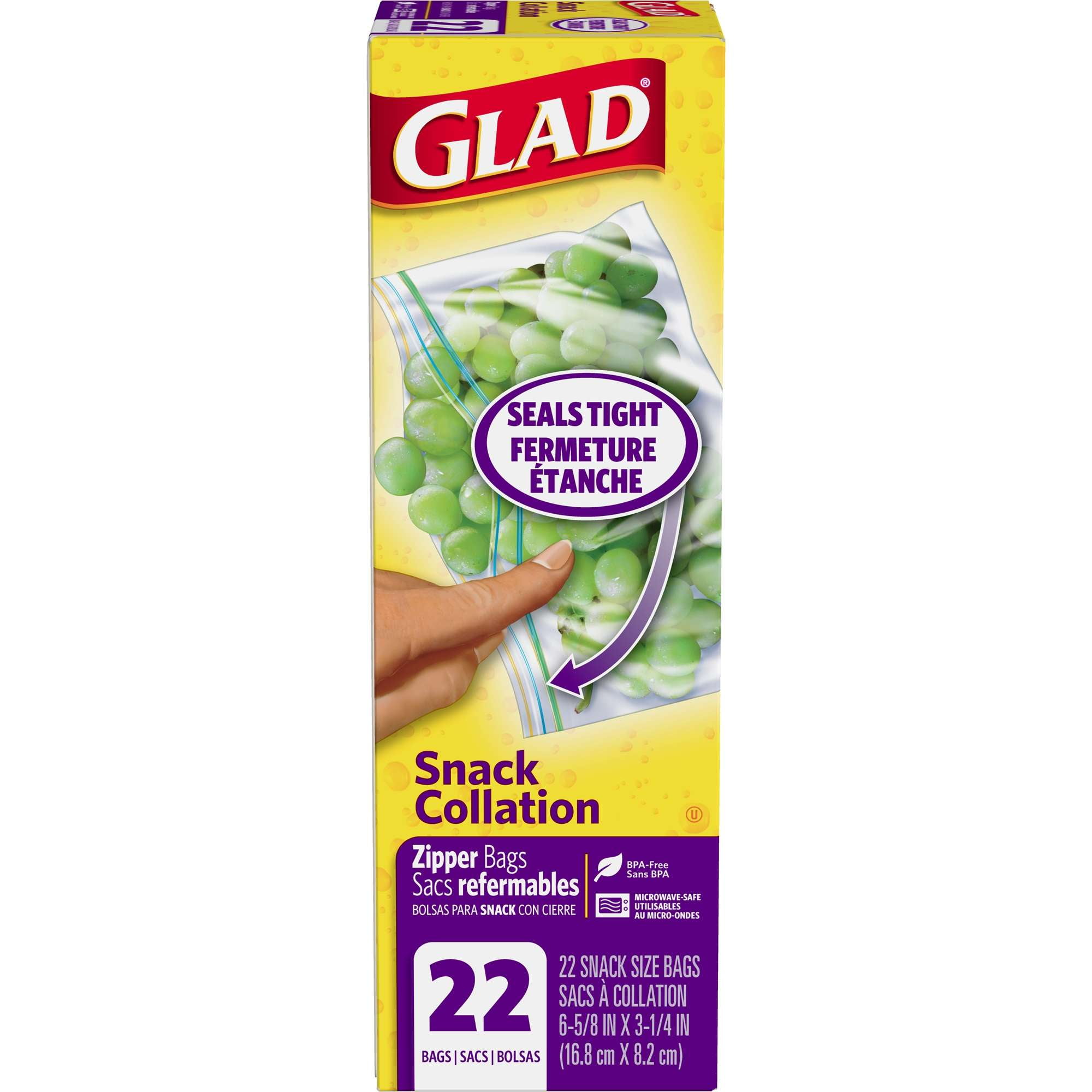 Glad SnackSize Zipper Storage Bags, 22ct.
