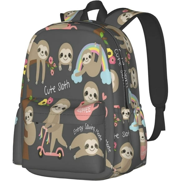 Sac à Dos 17 Pouces Mignon Bébé Paresseux Sac à Dos pour Ordinateur Portable Sac Bandoulière Sac d'École Sac à Livres Sac de Jour Décontracté