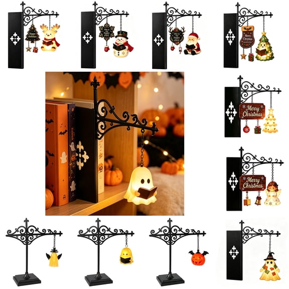 Nkmbld Halloween Bookshelf Lamp, Vintage Library Lantern Decorative Bookshelf Lighting, Hanging Ghost Lantern Book Shelf Light, Halloween Decorations Indoor