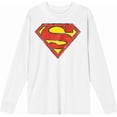 thumbnail image 4 of Superman Logo Adult White Crew Neck Long Sleeve Tee-3XL, 4 of 6