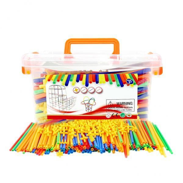 2x 300 juguetes de construcción con vástago de paja, rico y juguetes de ingeniería entrelazados, educativos, para niños, desarrolla habilid CUTICAT Paja y conectores