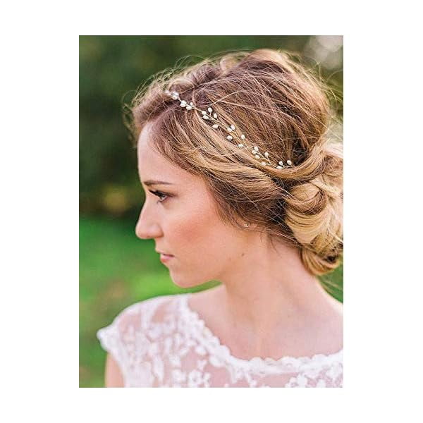 wonima11 Bride Wedding Headband Pearl Hair Vine Braid Headpieces Bridal Hair Accessories for Women(Sliver)
