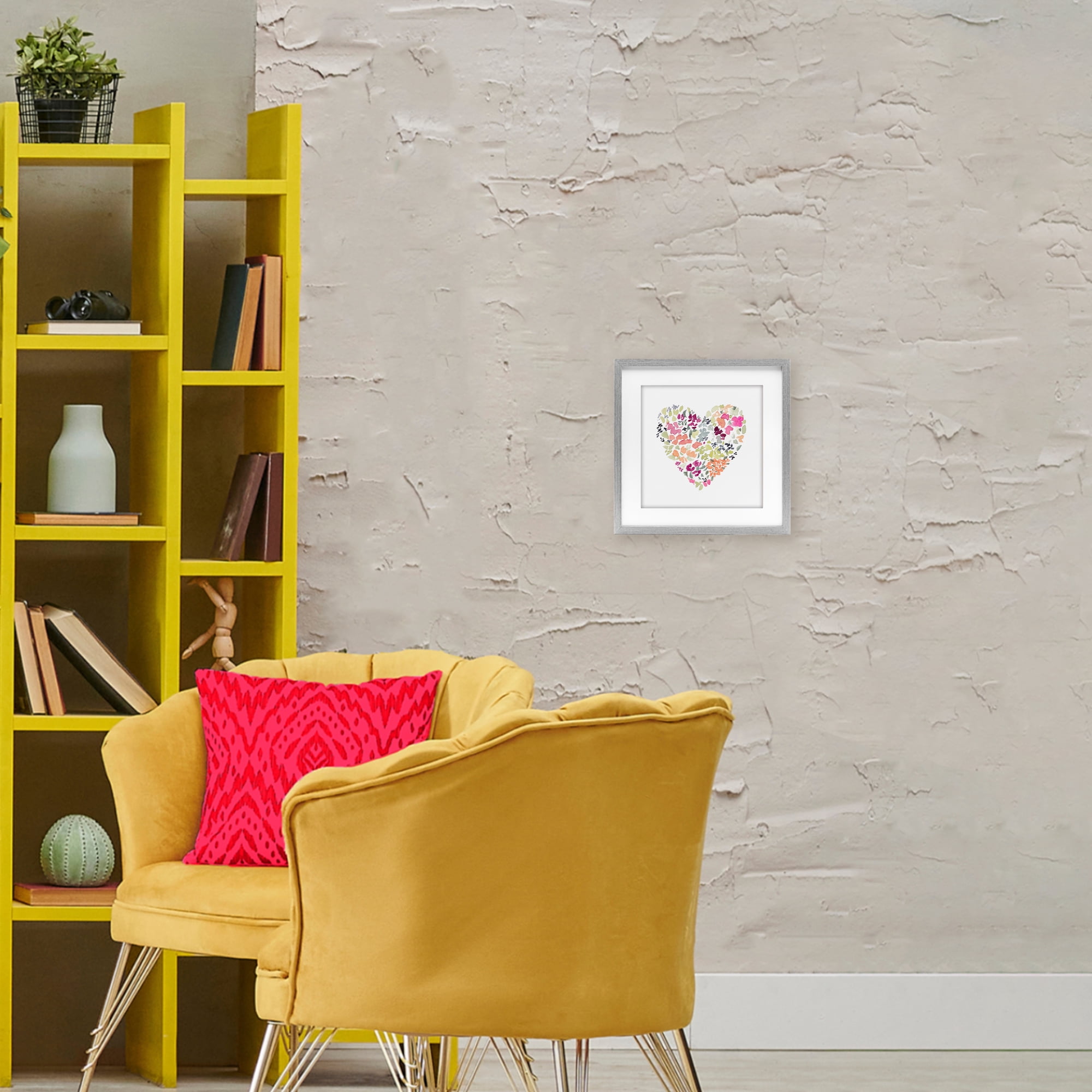 Stupell Industries Blooming Pastel Heart Gray Framed Print Under Glass, design by Lanie Loreth