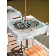 thumbnail image 2 of Outdoor Tablecloth with Umbrella Hole for Patio/Picnic/Party/Camping, Vintage Coastal Waterproof Table Cloth Square Cover Washable, Summer Sea Marine Conch Starfish Wooden (60"x 60"), 2 of 8