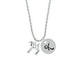 thumbnail image 2 of Delight Jewelry Silvertone Equestrian Horse Silvertone Script Initial Disc - K - Charm Necklace, 20"+3", 2 of 4