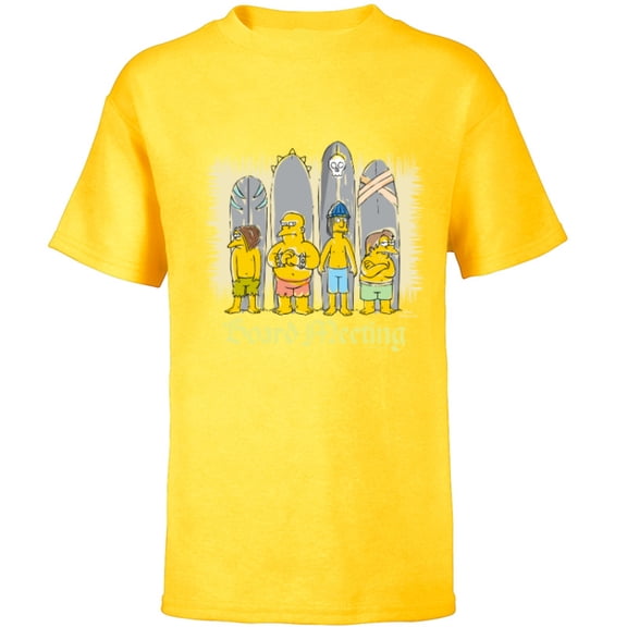 The Simpsons Isle Style Board Meeting Beach Surfing - Short Sleeve T-Shirt for Kids - Customized-Yellow
