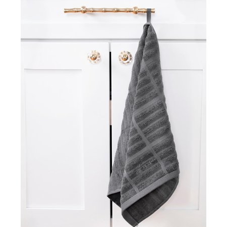 YILOSF-Solid Kitchen Towels: Highly Absorbent Super Soft Long Lasting - 100% Cotton 17 x30 Tea Towels for Cleaning & Drying Dishes Pans Glassware or Countertops (2-Pack) Pewter