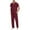 Wine, variant on Mens 2 Piece Outfits Short Sleeve V-Neck T Shirt and Pants Sets Summer Casual Solid Color Lounge Suits for Men