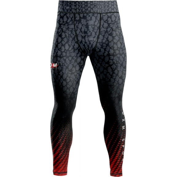 DXM SPORTS Men’s Compression Pants, Athletic Leggings - Small, Black/Red