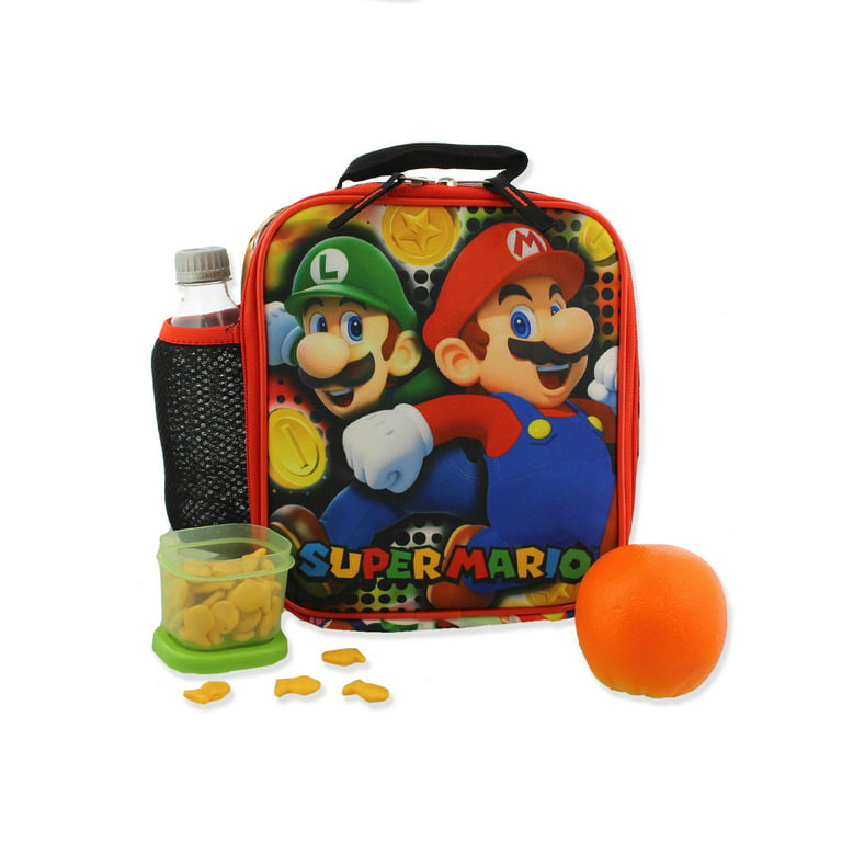 Super Mario Lunch Box Set Kids (School Food bag, Water Bottle, Snack Pot)