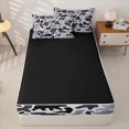 thumbnail image 4 of Manfei Retro Camo Zipper Twin Comforter Sets with Fitted Sheet and 2 Pillowcases,Lovely Bear Zipper Bedding Set,White Black,Black Reversible,4pcs, 4 of 8