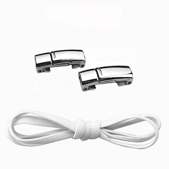 New Women Men Metal Lock Clip Durable Shoe String Buckle No Tie Shoe Laces Elastic Shoe Laces Shoelaces WHITE