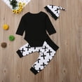 thumbnail image 3 of Bagilaanoe 3pcs Newborn Baby Boys Long Pants Set Letter Print Long Sleeve Romper Tops + Leggings Trousers + Hat 3M 6M 12M 18M 24M Infant Casual Outfits, 3 of 7