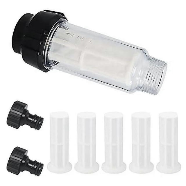 Water Filter Garden Hose, 3/4 Inch Water Pre-filter Water Filter Set With 5 Filter Inserts + 2 Quic
