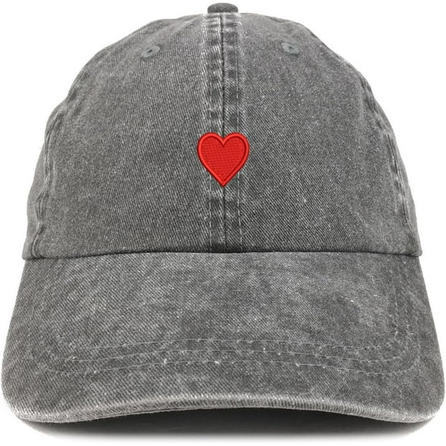 Gorra ajustable de algodón lavado bordado con corazón