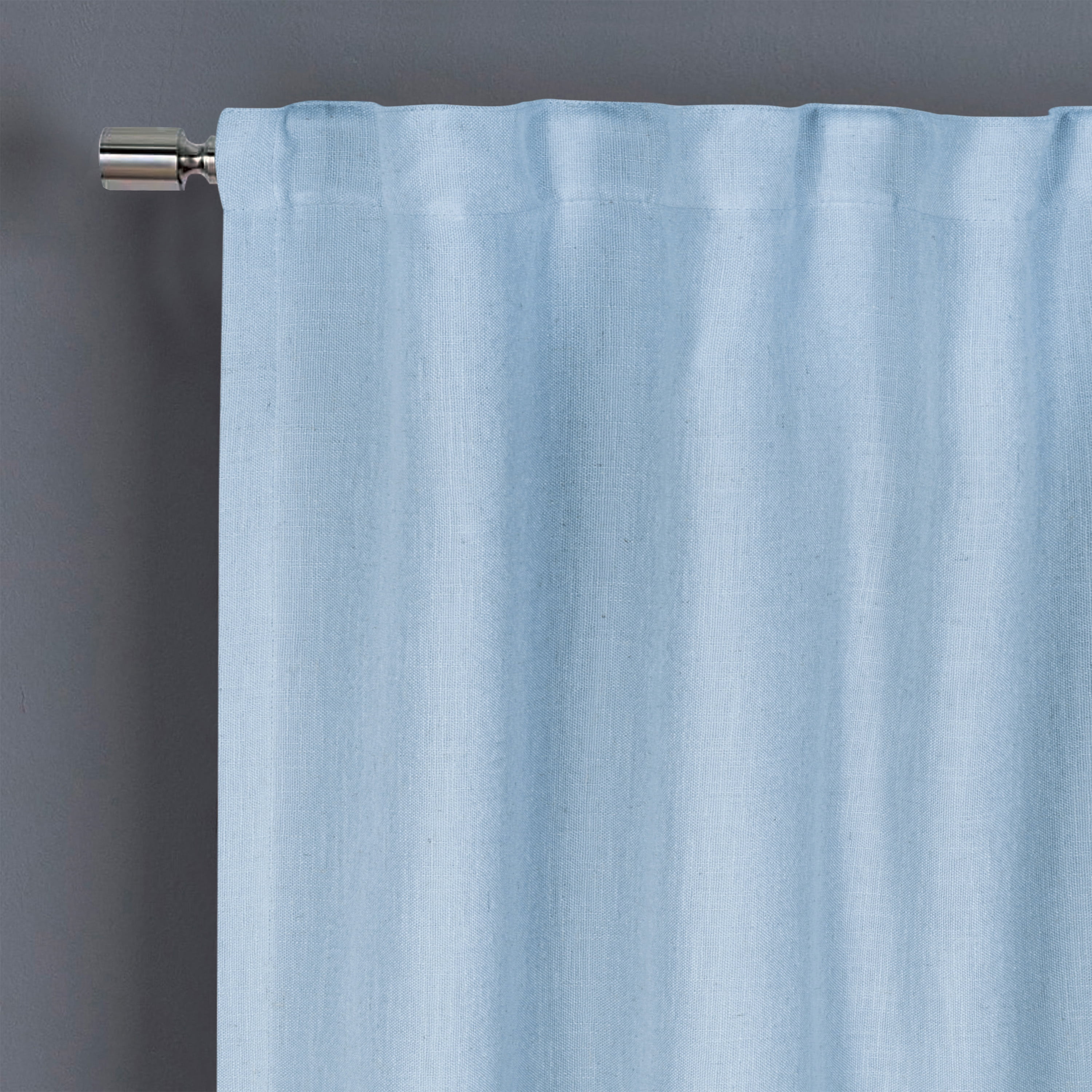Better Homes & Gardens 100% Blackout Linen Blend Single Curtain, 50x84, Blue Water