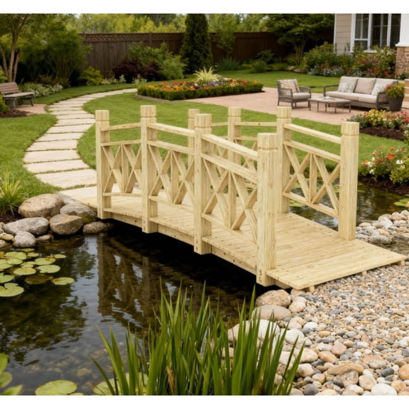 Garden Bridge Footbridge for Backyard Ponds, Creeks, Streams, Wooden Garden Bridge