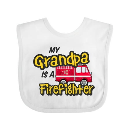 

Inktastic My Grandpa is a Firefighter with Fire Truck Gift Baby Boy or Baby Girl Bib