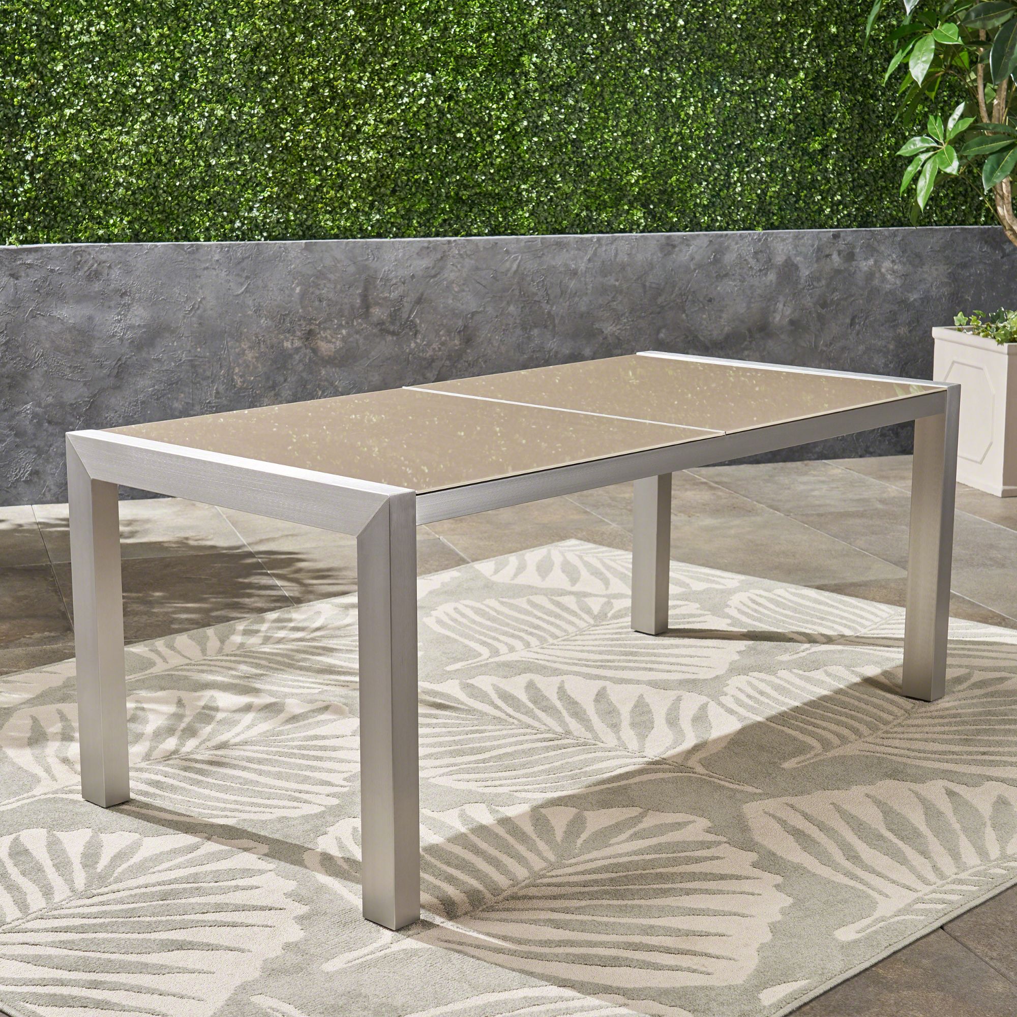 Hampton Bay Crestridge Steel Rectangular Outdoor Patio Dining Table