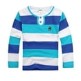 thumbnail image 4 of Toddler Shirt Boys 3T Kids Boys Girls Long Sleeve Casual Striped Shirt Button Closure Fashion Comfortable & Soft Fabric T-Shirts to Big Kid BU1,8-9 Years, 4 of 4