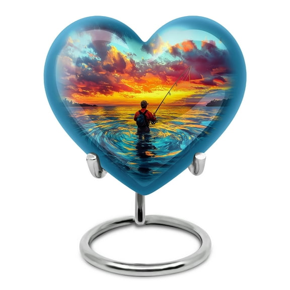 SABURIAL Fishing Urn - Small Funeral Urn For Ashes For Women - Keepsake Burial Urns For Human Ashes Adult Female Mom - Miniature Decorative Urns - 3 Inch