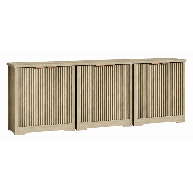 Modern Fluted Sideboard Buffet Cabinet – Adjustable Shelves, Metal Handles, Spacious Storage – Dining, Kitchen, Living Room, Entryway – Original Oak Color