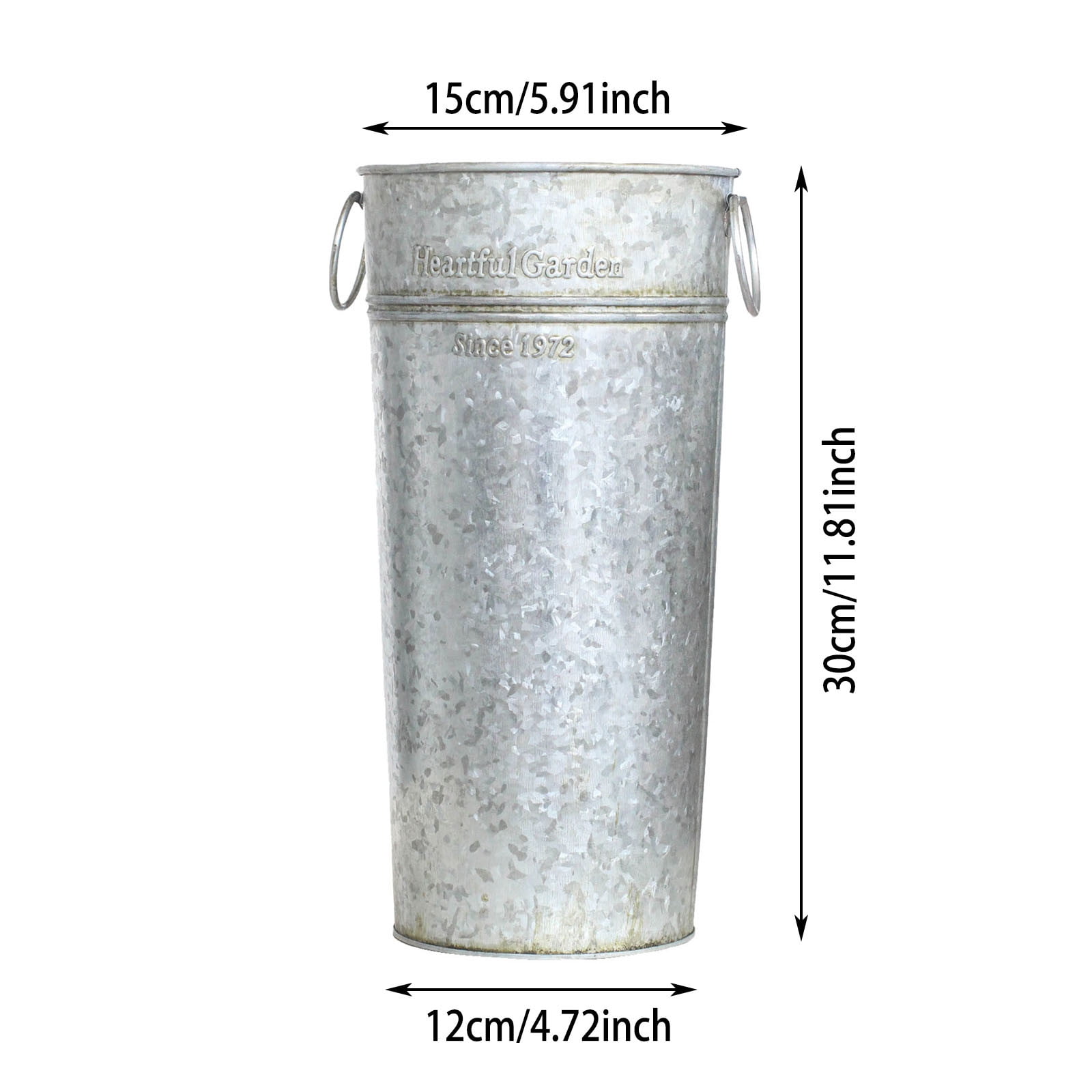 Galvanized Metal Umbrella Stand Holder for Walking Sticks and Canes Farmhouse French Style Decorative Storage Bucket with Handles